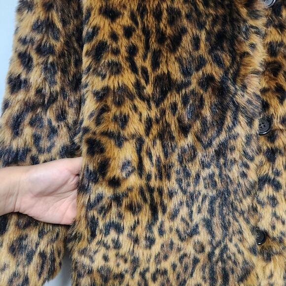 J. CREW Womens Faux-Fur Leopard Animal Print Coat-Size XXS - Picture 8 of 11
